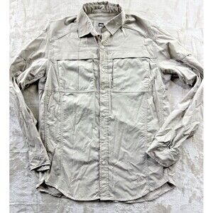 REI Shirt Men's Medium Tan LS Button Down RN 37249 Fishing Hunting Hike